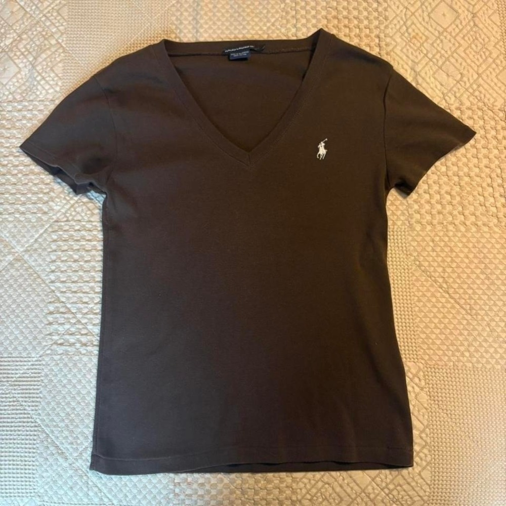 Ralph Lauren Sport brown V-Neck Tee, Size L